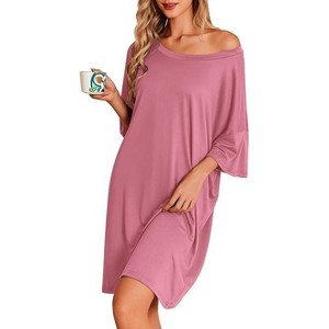 oversized sleep dress Censtreet Plus Size Nightgowns for Women Oversized Sleep Shirt Long Sleeve  Nightshirt T-Shirt Dress Sleepwear
