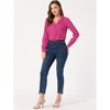 INSPIRE CHIC Women's Vintage Notched Lapel Long Sleeve Printed Button Down Tops - 2 of 4