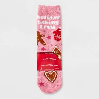 Women's 'Holiday Baking Crew' Cozy Crew Socks with Gift Card Holder - Wondershop™ Pink 4-10