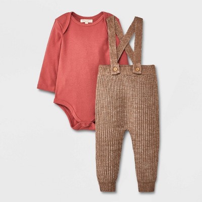 Image of Grayson Collective Baby Solid 2pc Top & Bottom Set - Red 6-9M