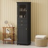 63" Tall Bathroom Storage Cabinet, Wood Floor Storage Cabinet With Adjustable Shelves, Freestanding Cupboard for Living Room Bathroom Entryway - 2 of 4