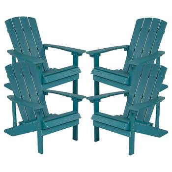 Flash Furniture Set of 4 Charlestown All-Weather Poly Resin Wood Adirondack Chairs