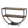 48'' Rustic Industrial Demilune Console Table with 3-Tier Storage Shelf and Textured Metal Frame for Entryway,Living Room-Baofuwish - 3 of 4