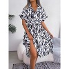 Women's Summer Polka Dot Print Shirt Dress Vintage Short Sleeve Button Down Midi Dress - 2 of 4