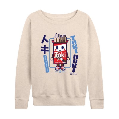 Women's - Tokidoki - Chocolate Sticks Japanese Snack Lightweight French Terry Wide Neck Long Sleeve Shirt