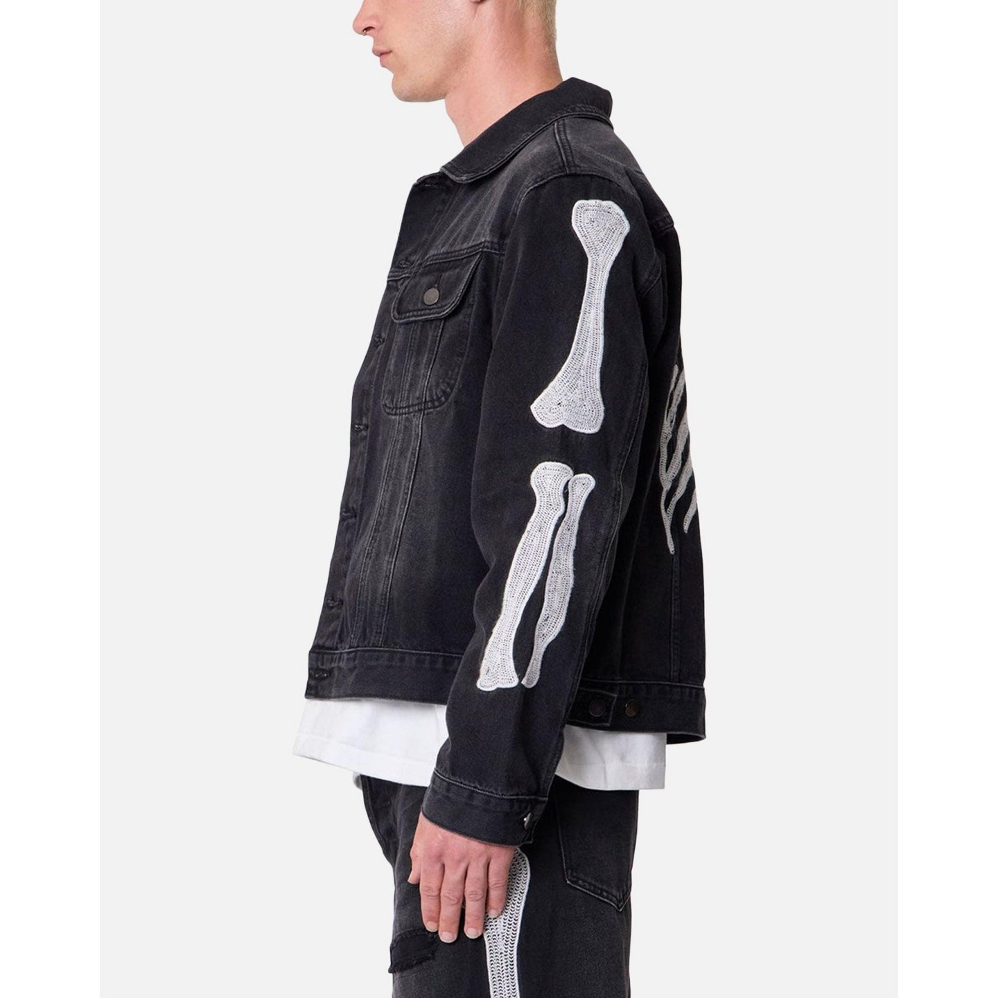 Мужские куртки MNML Raw Skeleton Trucker Jacket - Washed Black XL — фото 3