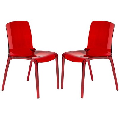LeisureMod Murray Waterfall Edge Design Plastic Dining Chair, Set of 2