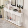 Retro Console Table with Storage Drawers, Farmhouse Slim Entryway Table with Open Shelf for Hallway, Living Room, or Office – The Pop Home - 3 of 4