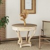 Outdoor Round Coffee Table,Side Table With Wood Grain Distressed Tabletop And 2 Storage Drawers For Dining Room Or Living Room-Coolbibila - 2 of 4