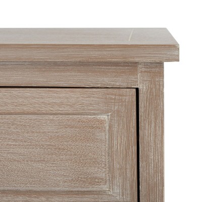 Beige Transitional Storage Side Table with Woven Baskets