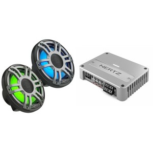 Hertz 1 Pair HMX 7.7 S-LD-G – 7.7" Hi-End LED Marine Coaxial Speaker, with Venezia Compact V4C Marine Amplifier - 1 of 4