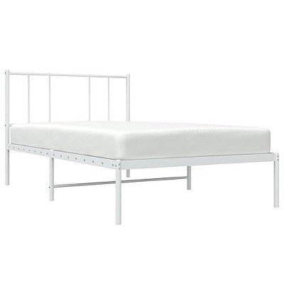 vidaXL White Metal Bed Frame with Supportive Slats and Spacious Storage Space, Elegant Design, Robust Powder-Coated Steel Construction