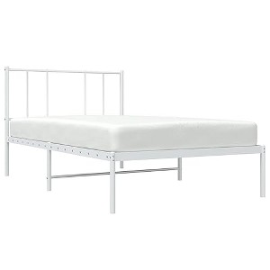 vidaXL White Metal Bed Frame with Supportive Slats and Spacious Storage Space, Elegant Design, Robust Powder-Coated Steel Construction - 1 of 4