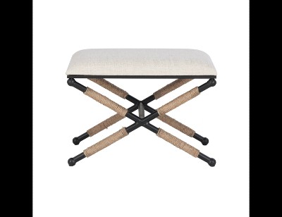 Ashburn Transitional Rope-Detailed Black Metal Accent Stool