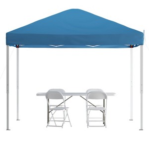 Emma and Oliver Outdoor Event/Tailgate Set with Pop Up Event Canopy with Carry Bag, Bi-Fold Table and 4 Folding Chairs - 1 of 4