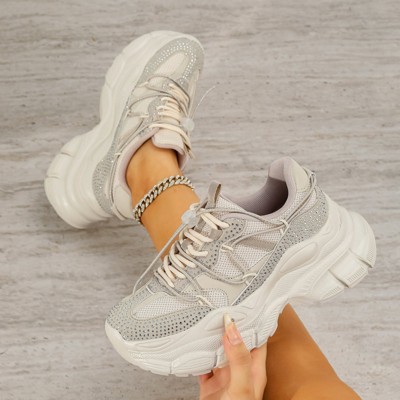 Женские кроссовки BERNESS Women's Rosa Chunky Rhinestone Mesh Sneakers White 8 — фото 3