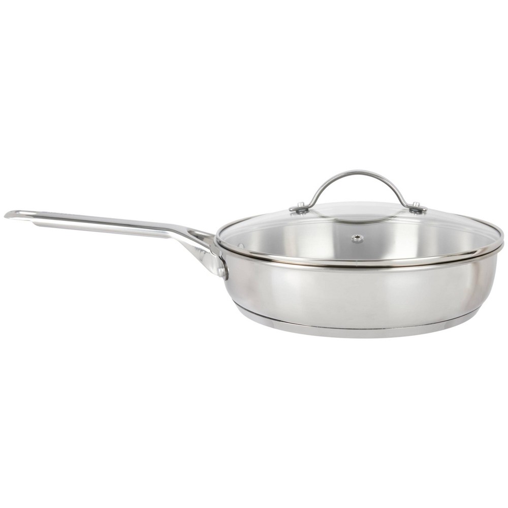 GoodCook 3qt Deep Saute Pan with Lid Stainless Steel Cookware
