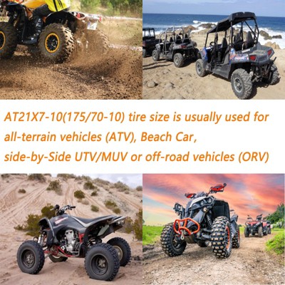 set of 2 All Terrain Tires atv tires 21X7-10(175/70-10) 4PR Tubeless