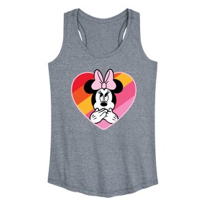 Women's - Disney - Oops Minnie Rainbow Heart Graphic Racerback Tank - 1 of 4