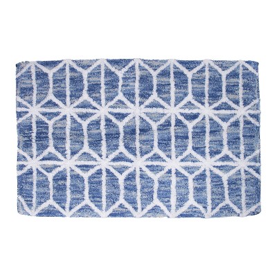 Hexagon Border Bath Rug Blue - Allure Home Creations