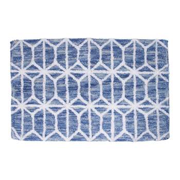 Hexagon Border Bath Rug Blue - Allure Home Creations