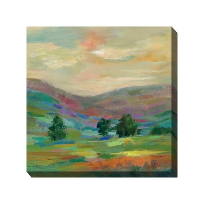 Cottage Garden West of The Wind Fields AFAR Colorful 24 x 24 Inch Waterproof Gallery Wrapped Canvas, Outdoor Garden, Yard, Patio All Weather Hanging