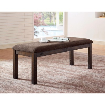 Vynxaria Contemporary Solid Wood Dining Bench (48")  Walnut and Ash Brown Finish, Upholstered Cushion Seat, Unique Texture