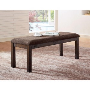 Vynxaria Contemporary Solid Wood Dining Bench (48")  Walnut and Ash Brown Finish, Upholstered Cushion Seat, Unique Texture - 1 of 4