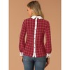 Allegra K Women's Contrast Turndown Collar Button Back Check Plaid Work Shirt - 2 of 4