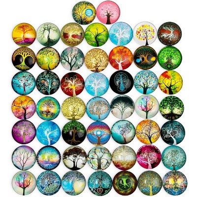 Bright Creations 50-Pack Glass Dome Cabochon Tree of Life Mosaic Tiles for DIY Arts and Crafts, Jewelry Making