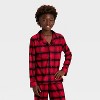 Kids' Plaid Long Sleeve Shirt and Pants Holiday Matching Family Pajama Set - Wondershop™ Red/Black - 3 of 4