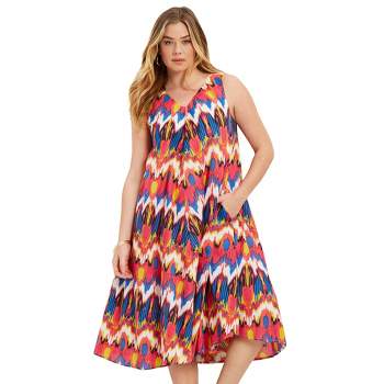 June + Vie by Roaman's Women's Plus Size Sleeveless Swing Dress
