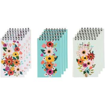 12-Pack Top Spiral Notepad Bulk, Small Lined Note Pads for To-do Lists, Party Favors, 3 Floral Designs, 3x5