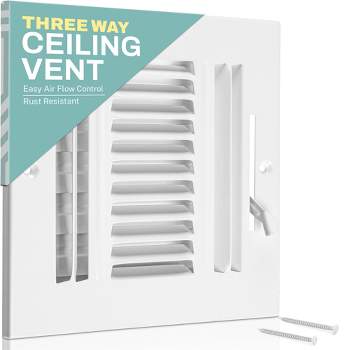 Home Intuition Air Vent Covers for Home Ceiling or Wall 3-Way White Grille Register Cover with Adjustable Damper