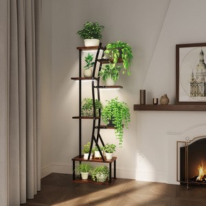 Vynxaria 8-Layer Plant Stand with Grow Lights: S-Shaped Indoor Shelf, Full-Spectrum Timed Lights for Plants & Display - 1 of 4