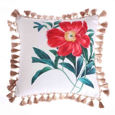 Simone Floral Rose Tassel Pillow - Multicolor - Levtex Home