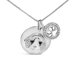 Haus of Brilliance Silver 1/5 Cttw Black Diamond Beagle Dog Medallion and Charm Pendant Necklace - 1 of 4