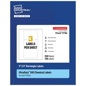 Avery UltraDuty GHS Labels, Waterproof, Rectangle, 3 X 5 Inch, Permanent Adhesive, Compatible with Laser Printers - 1 of 4
