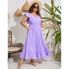 Plus Size Sleeveless Floral Hem Pocket Long Dress for Women Summer Casual Boho Maxi Dress - 3 of 4