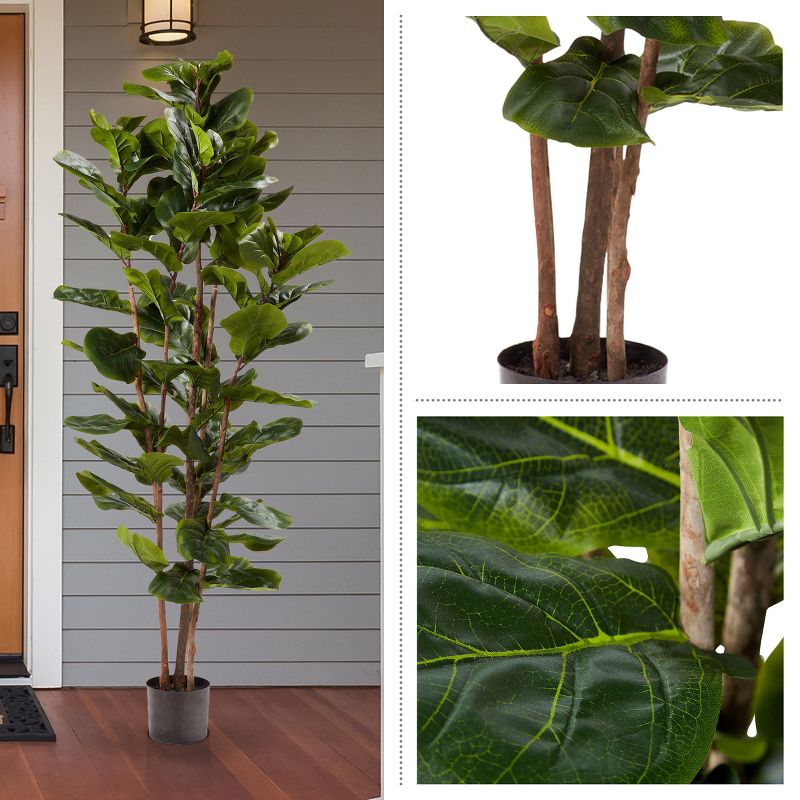 Nature Spring Artificial Fiddle Leaf Fig Tree - 6Ft Fake Plant with Pot and Natural Feel Leaves for Home or Office Decor, 4 of 11