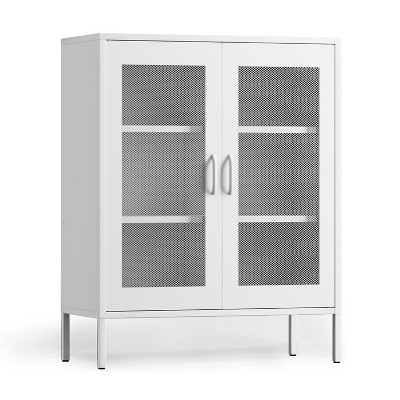Rbied Metal File Cabinet Display Cabinet Storage Cabinet with Adjustable Shelves and Mesh Doors