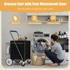 KWPZQEB Bigger Super Jumbo Shopping Cart with Brake, Rolling Crate Handcart w/ Wheels & Double Basket, Foldable Utility Shopping Carts for Shop, Black - 3 of 4