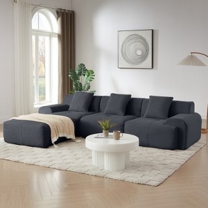KWPZQEB 113" Cloud Sectional Couches for Living Room, Convertible L-Shape Couch with Ottoman & 3 Pillows, 3 Seater Modular Sectional Sofa, No Assembly - 1 of 4