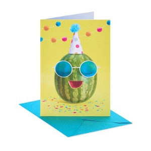 Birthday Card You're 'One in a Melon': Carlton Cards, Funny Watermelon Design, Vertical Fold, Multicolored, 6.75" x 4.625" - 1 of 4
