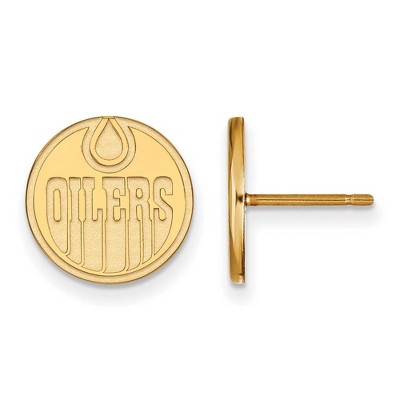 Black Bow Jewelry 10k Yellow Gold Edmonton Oilers NHL Stud Earrings