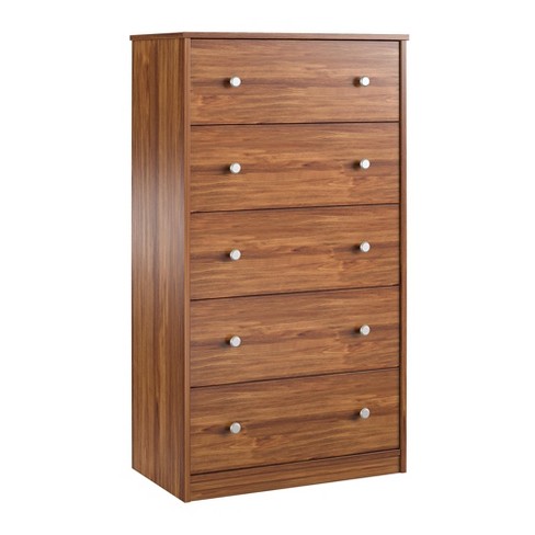 Costway 5 Drawer Chest Storage Dresser Tall Cabinet Organizer Bedroom  Hallway Walnut : Target