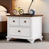 Two-Drawer Wooden Nightstand, Retro Bedside Table with Faux Two-Drawer Look, End Side Table for Bedroom, Kids’ Room, Living Room - 2 of 4