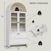 71" Tall Bookshelf, Wooden Arched Bookcase with Glass Doors and Adjustable Shelves, Wooden Display Cabinet with Large Storage Space, White - image 2 of 4