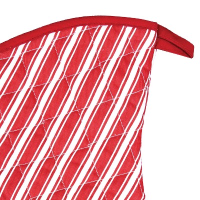 Red Striped Cotton Oven Mitt, 13-inch