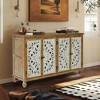 VYNXARI Farmhouse Accent Cabinet features 4 doors with floral carved wood, perfect for modern living rooms, dining rooms, entryways, kitchen storage - 3 of 4